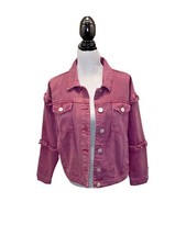 Glamorous Denim Women's Purple Jean Jacket Ruffle Denim Sleeve Size 6