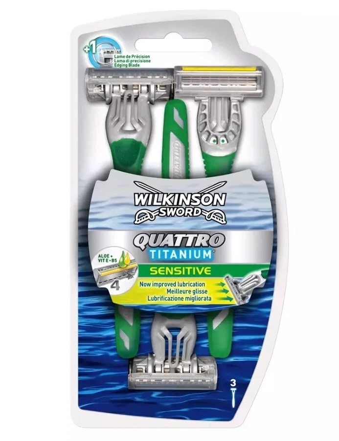NEW WILKINSON SWORD QUATTRO TITANIUM DISPOSABLE RAZORS 3 PACK eBay
