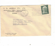 Australia 1961 5d PD MURPHY VOLKSWAGEN & LANDROVER Cover,cds COOMA NSW