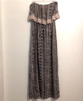 Forever 21 Boho Maxi Dress, Aztec Print, Strapless, size L