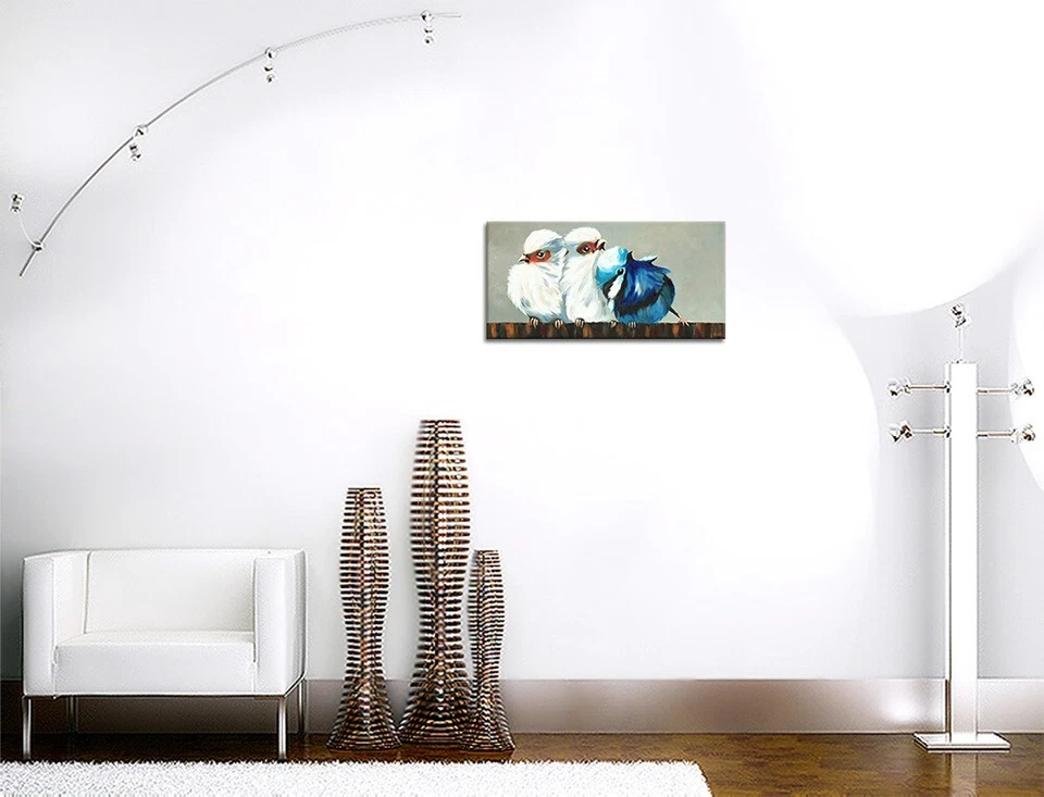 ORIGINAL Acryl Bild Gemälde Vogel Abstrakt Malerei Kunst Modern Küken HANDGEMALT - Bild 3 von 4