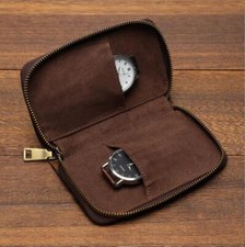 Watch Bracelet Storage Bag Case Portable Travel Watch Genuine Leather Pouch