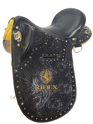 Australian Stock Horse Tack Ledersattel mit Werkzeug Schnitzerei alle Größen. - Bild 1 von 12
