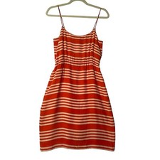 J.Crew Silk Striped Dress Women Sz 2 Orage White Lined Summer Chic