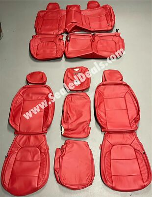 2019 2020 2021 Chevy Silverado Crew Cab Custom Red Leather Seat Covers