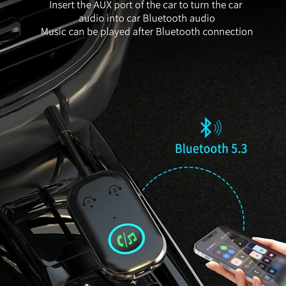 2-In-1 Bluetooth 5.3 Transmitter Empfänger Klinke 3.5mm Bluetooth Adapter KFZ DE - Bild 4 von 4
