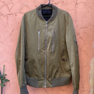 DIESEL Black Gold MA-1 Faux Leather Jacket 48 Smooth Fabric Used 