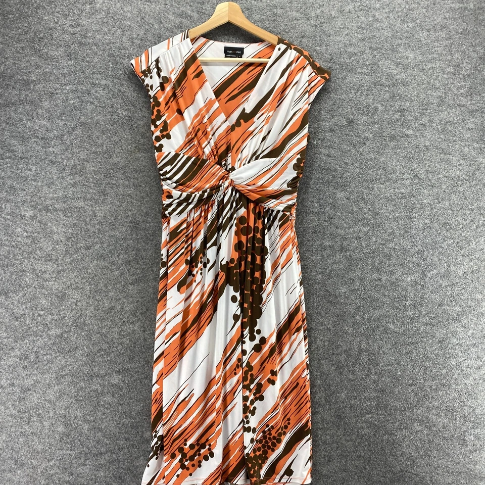 Vestido Max & Cleo Mujer L Grande Blanco Rayas Funda Midi Cuello en V Manga Corta Foto 3 de 4