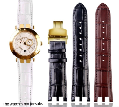 For Versace V-RACE CHRONO Genuine Leather Wacthband 24mm 