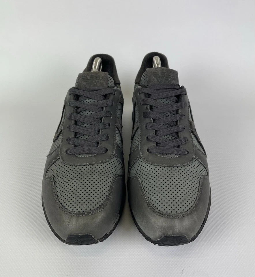 Armani Jeans Cuero Parte Superior Baja Tenis Zapatos Gris Para Hombre Talla US7 UK6.5 Gris Foto 3 de 4