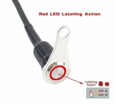 12V 10A Motorcycle Stainless Steel Weather Proof On/Off Latching Switch-Red LED