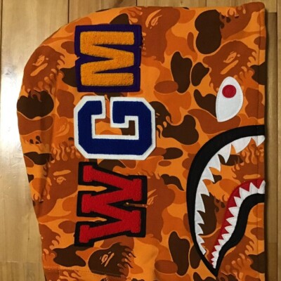 BAPE Fire camo shark full zip hoodie a bathing ape NIGO Orange