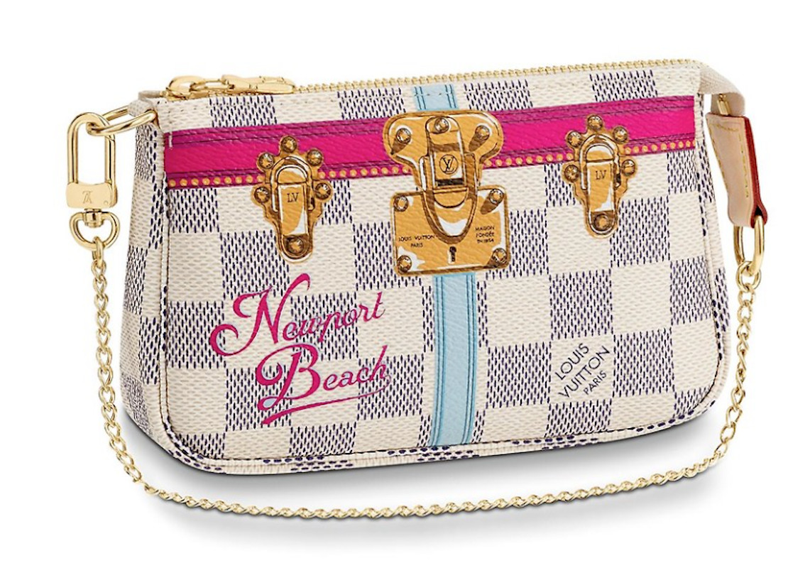 Louis Vuitton Newport Beach chain pochette white pink Damier Azur  NEW Rare LTD image 2