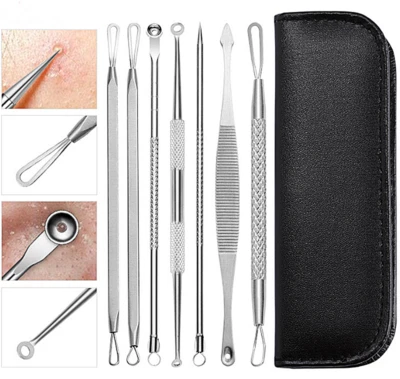 PICKELÖFFNER MILIEN LANZETTE MILIENÖFFNER KOMEDONENHEBER Pickel Mitesser Entferner Komedonenquetscher Mitesserentferner Porenreiniger SET