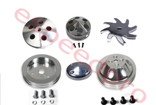 Billet Aluminum Small Block Chevy SBC 2 Groove Short water Pump Pulley Crank SWP