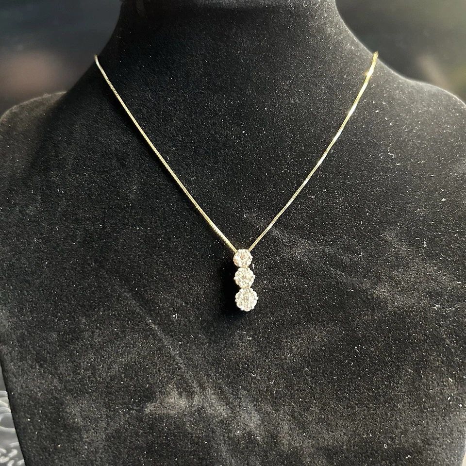 14k 3 Tier Diamond Pendant Necklace  - Image 2 of 2