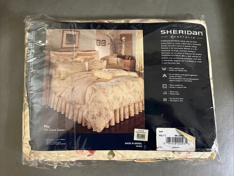 FALDA DE CAMA Sheridan Queen vintage con volantes rosas amarillas florales cottagecore Foto 3 de 4