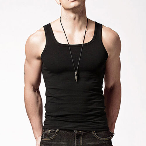 3-12 Mens Cotton A-Shirt Tank Top Undershirt Muscle Sleeveless Gym Tee T-Shirts - Picture 6 of 6