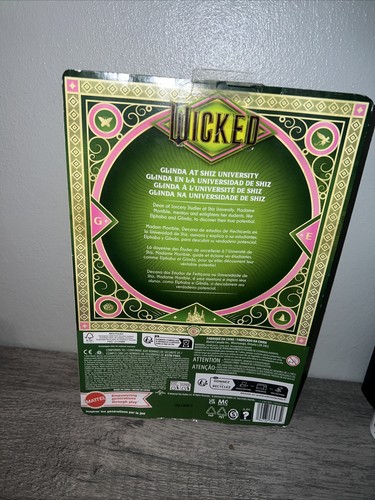 Wicked Glinda At Shiz University 2024 Mattel With Misprint Error New - Picture 7 of 11