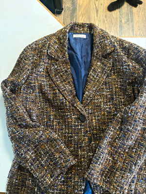 Coldwater Creek Women s Plus 22 Jacket Brown/Blue Lined Button Collared