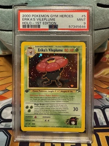 WotC 2000 Pokemon Gym Heroes Erika's Vileplume 5/132 1st Ed Holo PSA 9