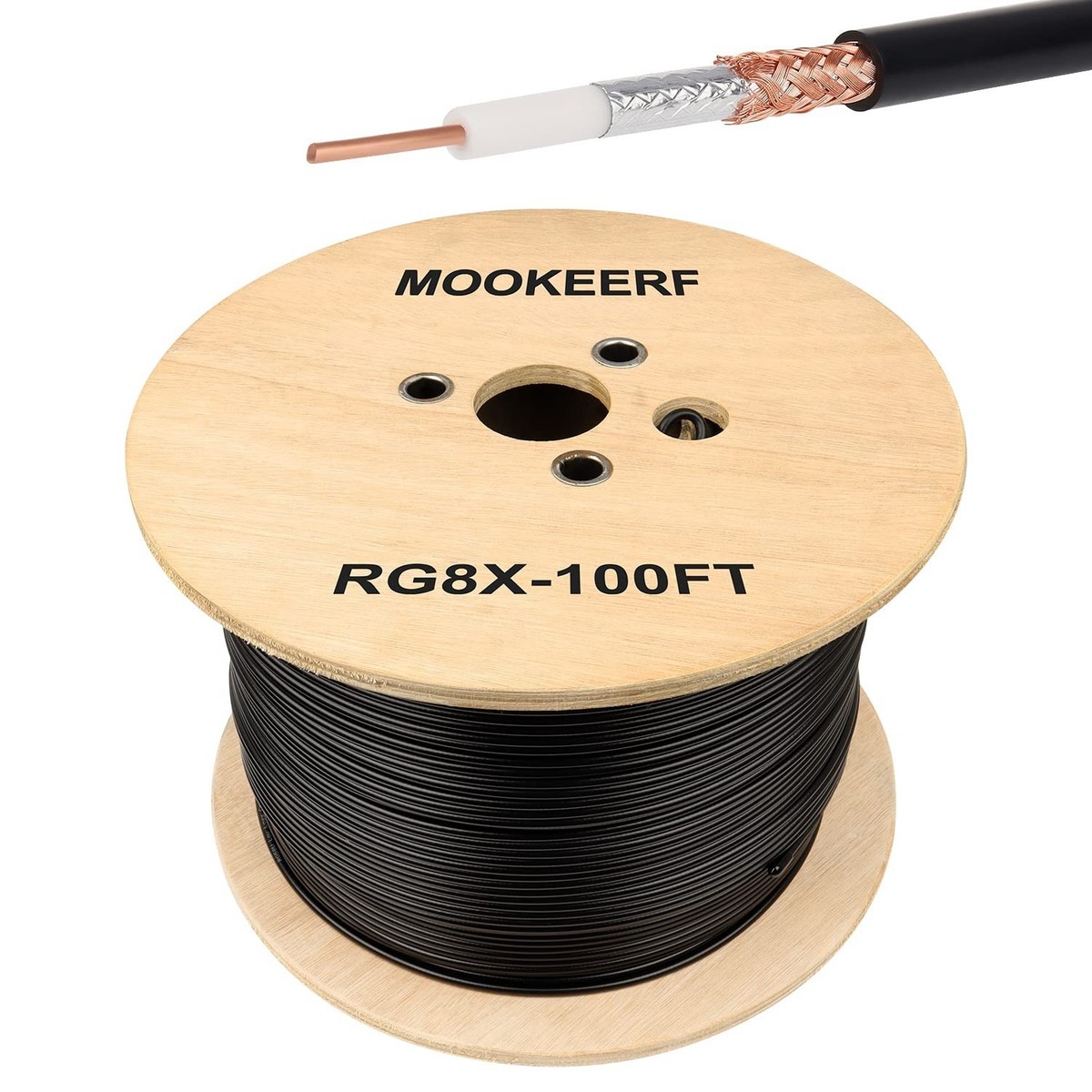 RG8X Coaxial Cable 100ft,Low Loss 50 ohm RG 8X Cable 100 Feet