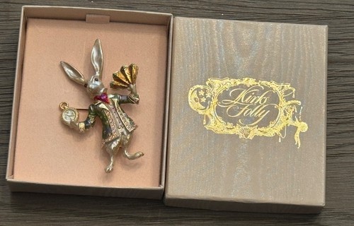 Broche Kirks Folly Conejo Blanco Alicia en el País de las Maravillas Esmalte y Estrás - Imagen 1 de 8