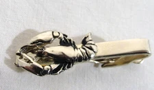 Lobster Vintage Tie Bar Clip Signed JOLLE - 1 3/4" x 5/8" Gold Tone