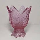 Vintage Fenton Art Glass Tulip Shape Pink Two Way Votive Taper Candle Holder