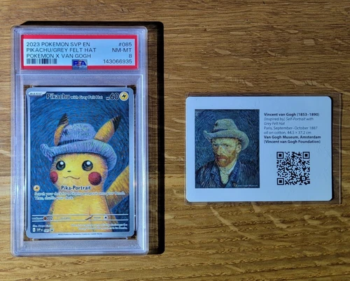 2023 POKEMON - PIKACHU / GREY FELT HAT POKEMON X VAN GOG - PSA 8