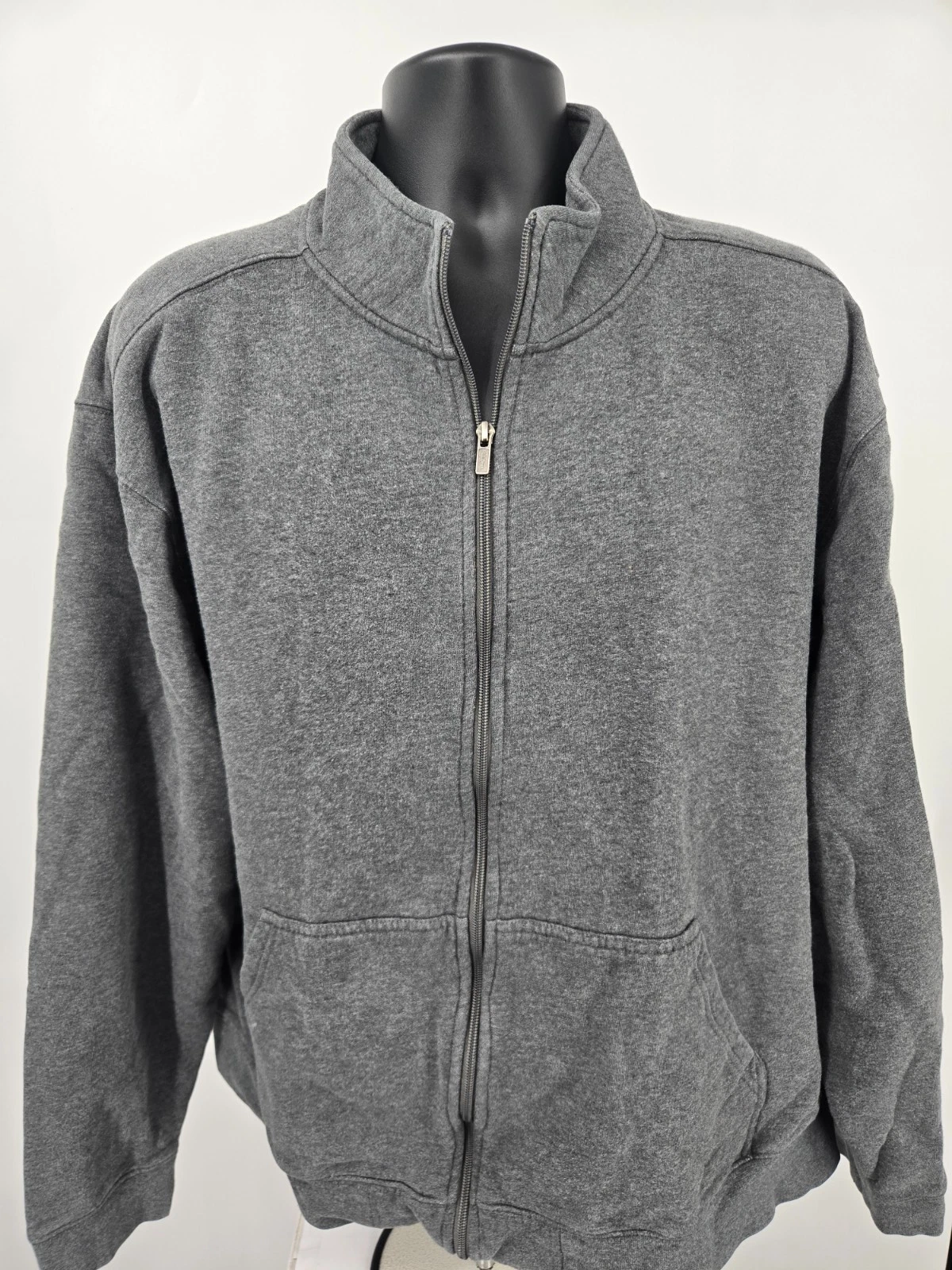 LL Bean Jacket Coat 2XL Gray Full Zipper Thermal Long Sleeve Cotton Men *