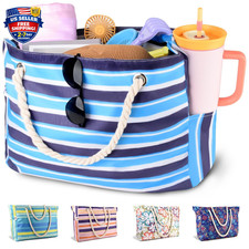 Large Beach Bag Women,Beach Bags Waterproof Sandproof with Zipper Wet Pocket...