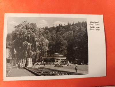 1519ak.Staatsbad Bad Elster Blick zum Badecafe echtes Foto Handanzug ungelaufen 