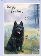 Schipperke Dog (4"x 6") Birthday Card - blank inside - by Starprint