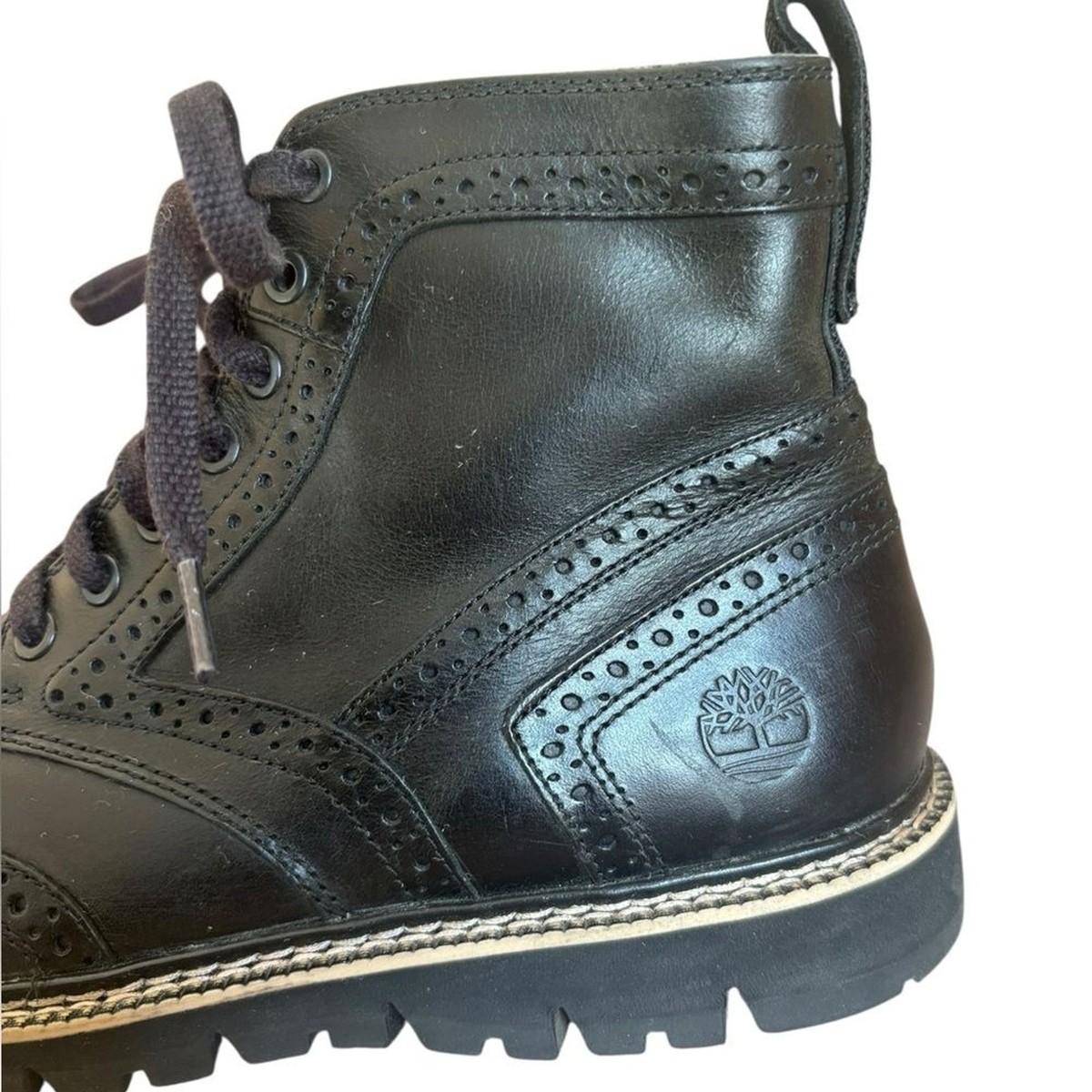 Timberland Black Britton Hill Wingtip Boots Leather Oxford Mens