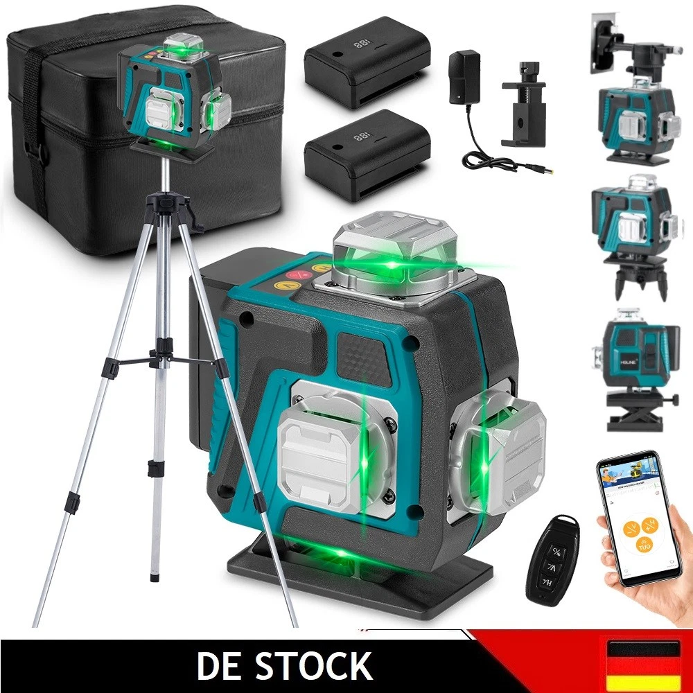 4D Laser Wasserwaage Mit Stativ - 16 Linien Nivelliergerät Baustellen-Laser DE E - Foto 5