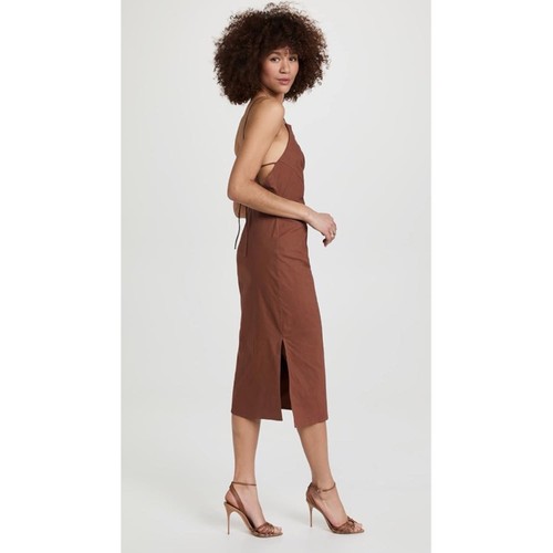 NWT ASTR Armona Square Neck Ruched Midi Dress in Brown XS - Picture 2 of 11
