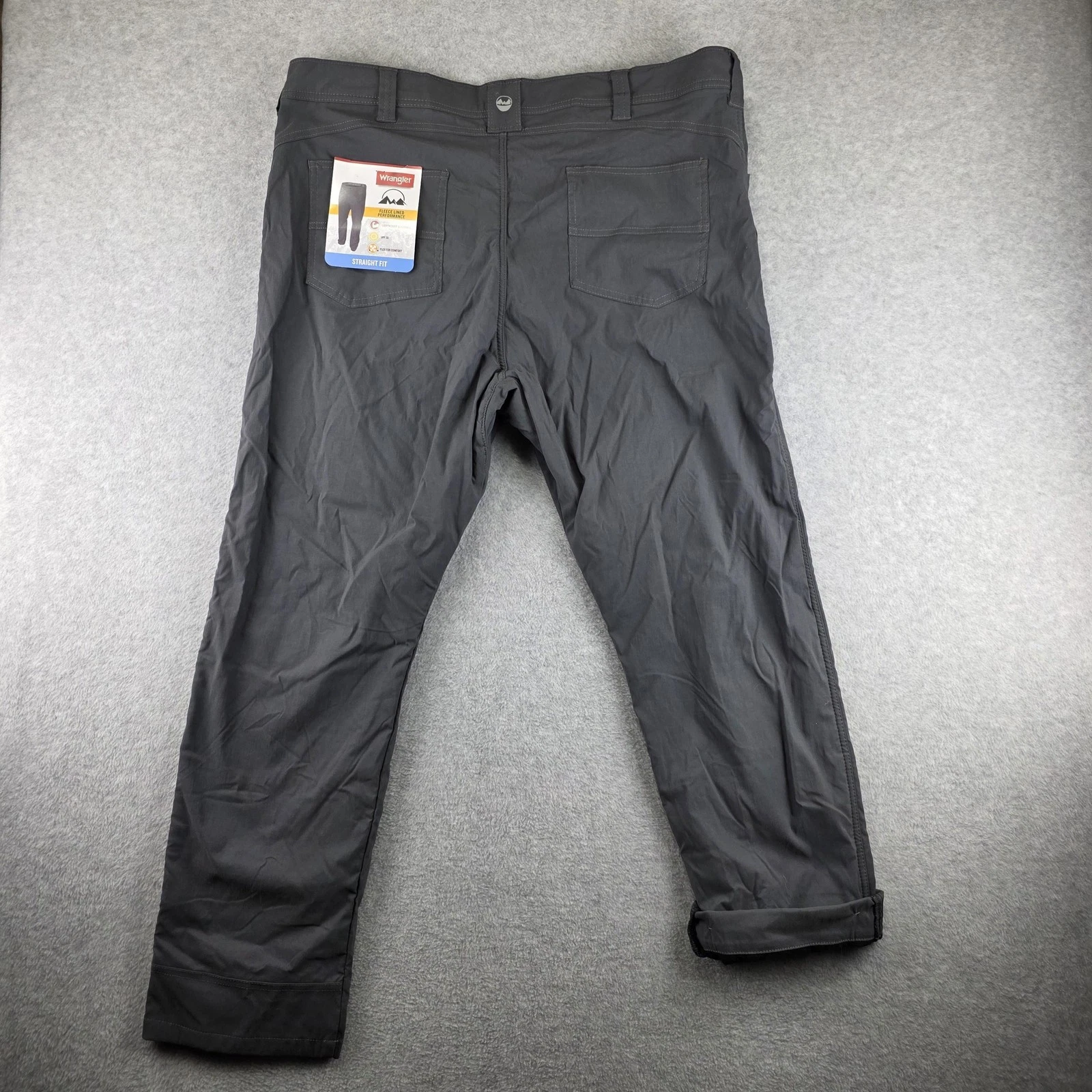 Wrangler Pants Mens 42x30 Gray Straight Fit Fleece Lined Performance NWT