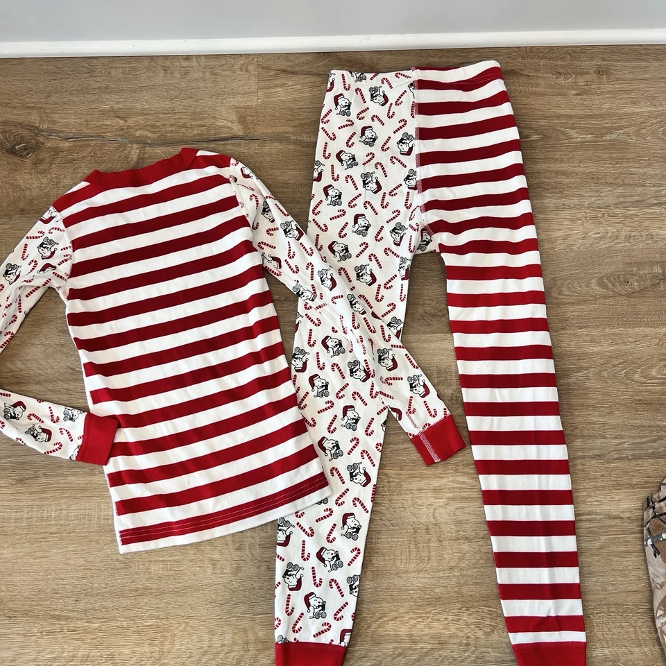 Hanna Anderson Snoopy Peanuts Christmas Holiday Pajamas Sz 10 Pj Set - Image 4 of 4