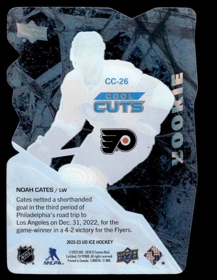 2022-23 Upper Deck Ice Cool Cuts Noah Cates RC Philadelphia Flyers #CC-26 - Image 2 of 2