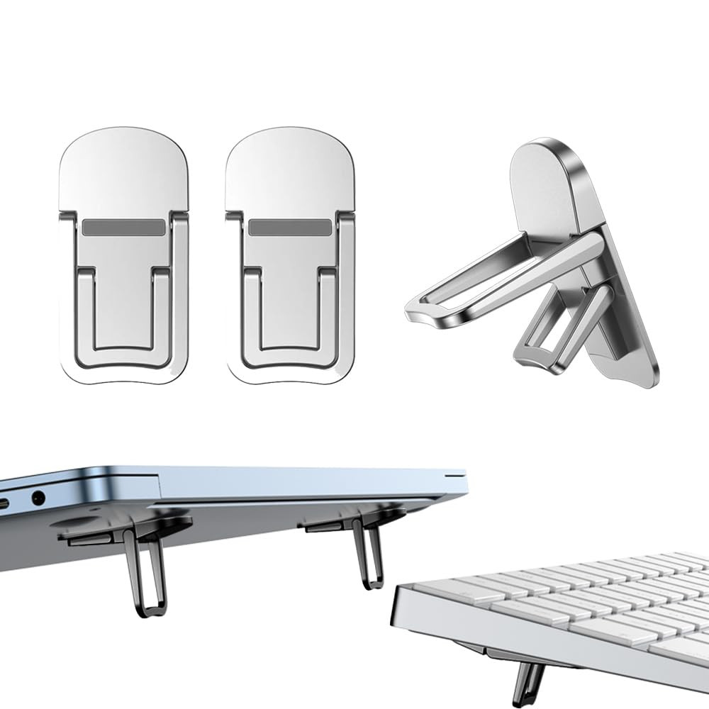 2PCS Zinc Alloy Foldable Laptop Stand Portable Keyboard Riser for Desktops
