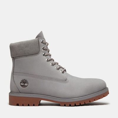 Men's Timberland Premium 6-Inch Waterproof BOOTS NUBUCK GREY SILVER GUM CEMENT