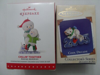 Lot  2 Hallmark Ornament COOL DECADE4th & Chillin Together 8th Making Memories 