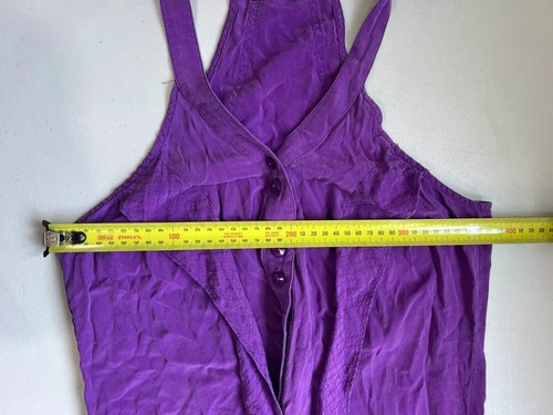 Seduce Button Front Halter Sleeveless Silk Mini Dress Purple Size 10 - Picture 7 of 8