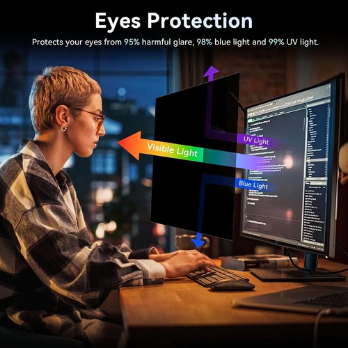 27 Inch Computer Privacy Screen Filter for 16:9 Aspect Ratio Monitor, Anti Blue - 第 4/7 張圖片