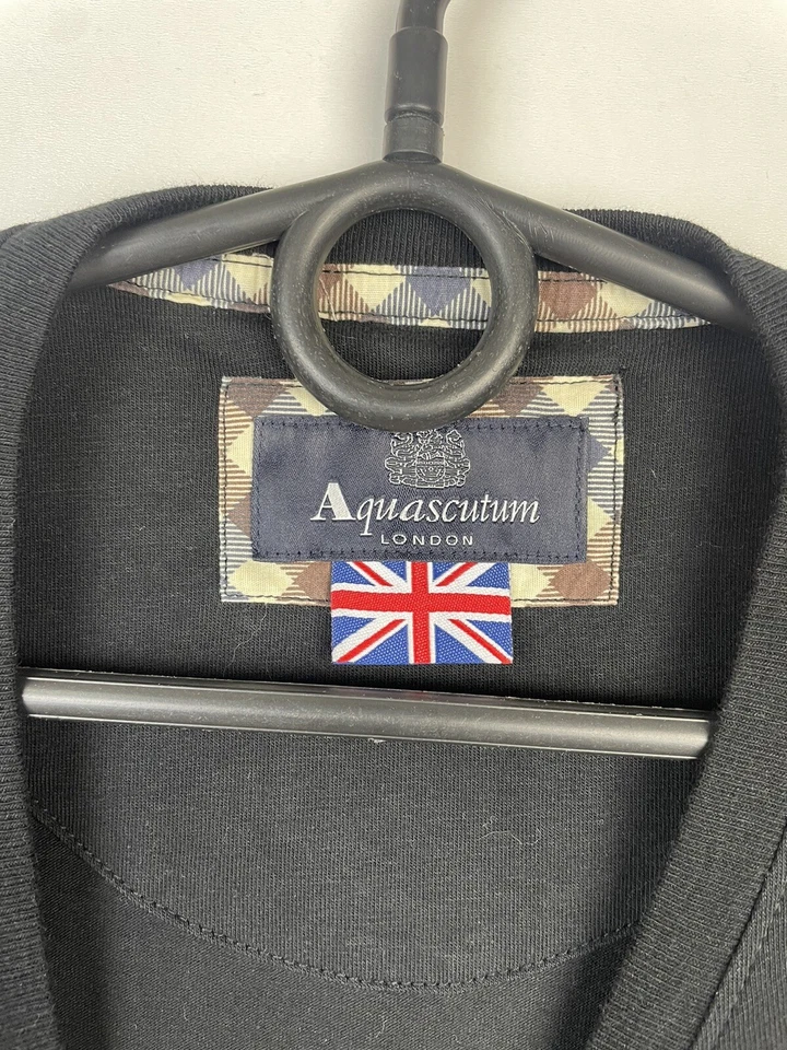 Camiseta de algodón de lujo Aquascutum London con logotipo negra talla M Foto 3 de 4