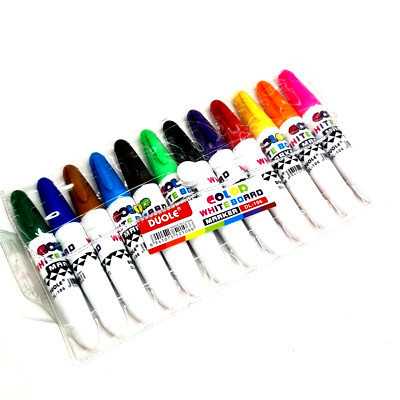 12 Mini trocken abwischbare Whiteboard Marker Stifte Kugelspitze mehrfarbig Set Tragetasche