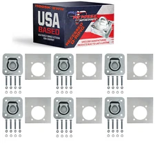 Pit Posse Cargo Trailer Anchor Tie Down D-Ring Flush with Hardware (6pk/Silver)