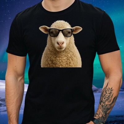 Mens Sheep Sunglasses Cotton T-Shirt Size XS to 5XL