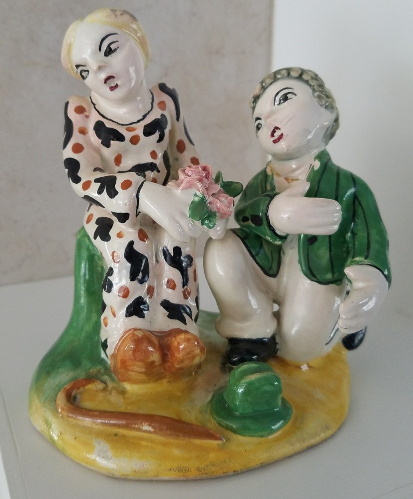Vintage Figurine Made In Italy Couple Man Serenading Woman  Collectible